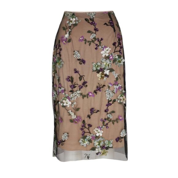 *NWOT Vince Begonia Embroidered Flowered Sequin Skirt – Sz 4 - Picture 4 of 11